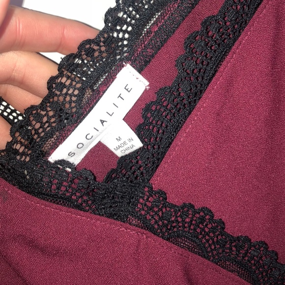 Burgundy Shoulder Detail Romper - Picture 6 of 7